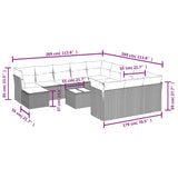 13 Piece Garden Sofa Set with Cushions Grey Poly Rattan - Side View