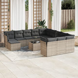 13 Piece Garden Sofa Set with Cushions Grey Poly Rattan