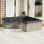 13 Piece Garden Sofa Set with Cushions Grey Poly Rattan