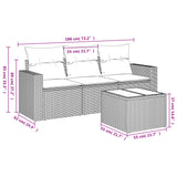 4 Piece Garden Sofa Set with Cushions Black Poly Rattan - Side View
