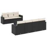 8 Piece Garden Sofa Set with Cushions Black Poly Rattan