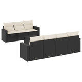 8 Piece Garden Sofa Set with Cushions Black Poly Rattan - Front View