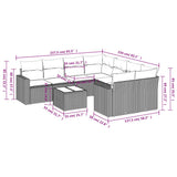 9 Piece Garden Sofa Set with Cushions Beige Poly Rattan