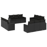 12 Piece Garden Sofa Set with Cushions Black Poly Rattan - Front View
