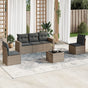 6 Piece Garden Sofa Set with Cushions Grey Poly Rattan