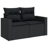 8 Piece Garden Sofa Set with Cushions Black Poly Rattan - Top-Down View