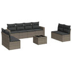 9 Piece Garden Sofa Set with Cushions Grey Poly Rattan