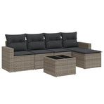 6 Piece Garden Sofa Set with Cushions Grey Poly Rattan