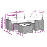 5 Piece Garden Sofa Set with Cushions Beige Poly Rattan