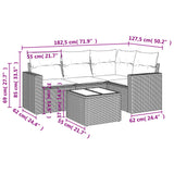 5 Piece Garden Sofa Set with Cushions Grey Poly Rattan