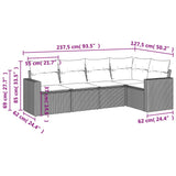 5 Piece Garden Sofa Set with Cushions Black Poly Rattan - Close-Up Angle