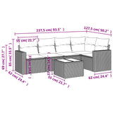 6 Piece Garden Sofa Set with Cushions Black Poly Rattan - Low Angle