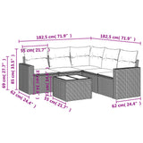 6 Piece Garden Sofa Set with Cushions Black Poly Rattan