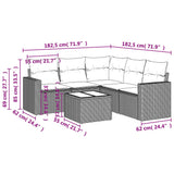 6 Piece Garden Sofa Set with Cushions Black Poly Rattan