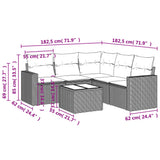 6 Piece Garden Sofa Set with Cushions Beige Poly Rattan