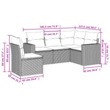 5 Piece Garden Sofa Set with Cushions Black Poly Rattan - Side View