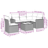 6 Piece Garden Sofa Set with Cushions Grey Poly Rattan