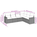 6 Piece Garden Sofa Set with Cushions Black Poly Rattan - Close-Up Angle