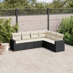 6 Piece Garden Sofa Set with Cushions Black Poly Rattan