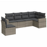 6 Piece Garden Sofa Set with Cushions Grey Poly Rattan