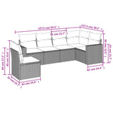 6 Piece Garden Sofa Set with Cushions Grey Poly Rattan - Side View