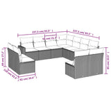 11 Piece Garden Sofa Set with Cushions Black Poly Rattan - Side View