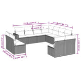 11 Piece Garden Sofa Set with Cushions Black Poly Rattan - Side View