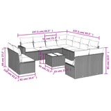 12 Piece Garden Sofa Set with Cushions Beige Poly Rattan - Side View
