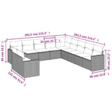 11 Piece Garden Sofa Set with Cushions Beige Poly Rattan - Side View