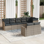 8 Piece Garden Sofa Set with Cushions Grey Poly Rattan