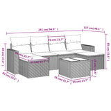 7 Piece Garden Sofa Set with Cushions Black Poly Rattan - Side View