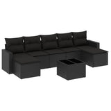 8 Piece Garden Sofa Set with Cushions Black Poly Rattan - Front View