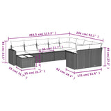 10 Piece Garden Sofa Set with Cushions Black Poly Rattan - Low Angle