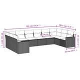 10 Piece Garden Sofa Set with Cushions Grey Poly Rattan - Close-Up Angle