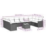 11 Piece Garden Sofa Set with Cushions Grey Poly Rattan - Low Angle