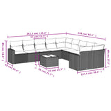 11 Piece Garden Sofa Set with Cushions Black Poly Rattan - Low Angle