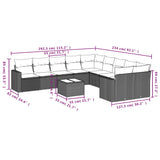 11 Piece Garden Sofa Set with Cushions Grey Poly Rattan - Low Angle