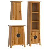 3 Piece Bathroom Furniture Set Solid Wood Pine - Front View