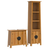 2 Piece Bathroom Furniture Set Solid Wood Pine - Front View