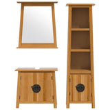 3 Piece Bathroom Furniture Set Solid Wood Pine - 45-Degree Angle