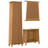 3 Piece Bathroom Furniture Set Solid Wood Pine - Close-Up Angle