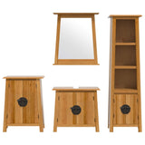 4 Piece Bathroom Furniture Set Solid Wood Pine - 45-Degree Angle