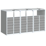 Wheelie Bin Storage for Triple Bins Grey 216x81x115 cm Steel - Front View
