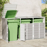 Wheelie Bin Storage for Triple Bins Grey 216x81x115 cm Steel - Side View