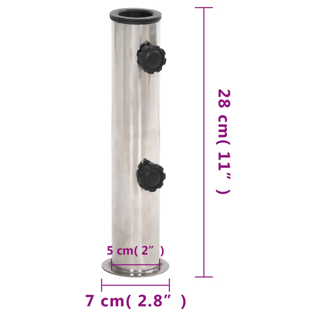 Parasol Base for ?8/48 mm Pole Silver Stainless Steel