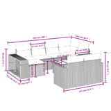 11 Piece Garden Sofa Set with Cushions Grey Poly Rattan - Extra Image