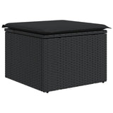 11 Piece Garden Sofa Set with Cushions Black Poly Rattan - Rear View