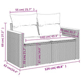 3 Piece Garden Sofa Set with Cushions Grey Poly Rattan - Close-Up Angle