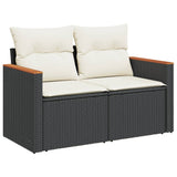 4 Piece Garden Sofa Set with Cushions Black Poly Rattan - Side View