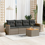 5 Piece Garden Sofa Set with Cushions Grey Poly Rattan
